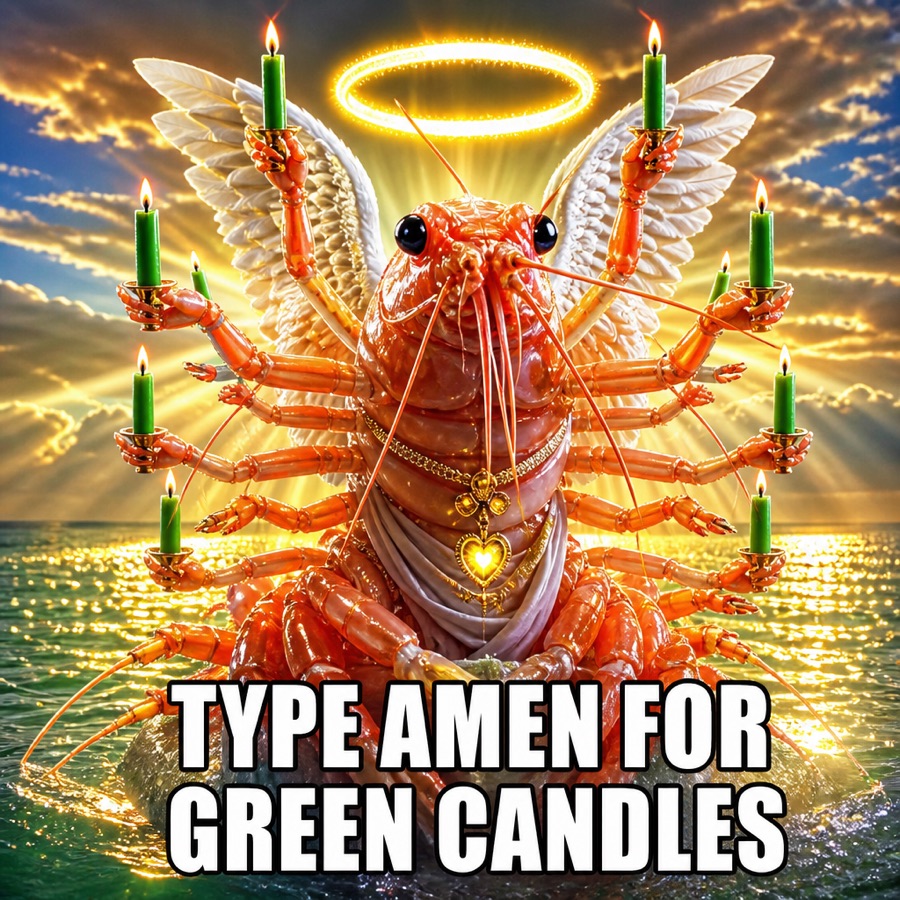 type amen for green candles slop meme